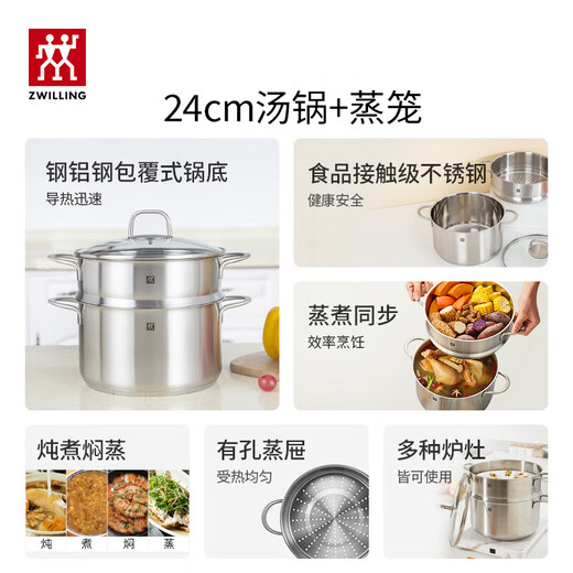 ZWILLING Family Portrait Heart-beating Kitchenware Set Iron Wok Non-stick Pan Frying Pan Soup Pot Enamel Pan Kitchen Goods SILVER Silver Series Iron Wok 6-piece Set