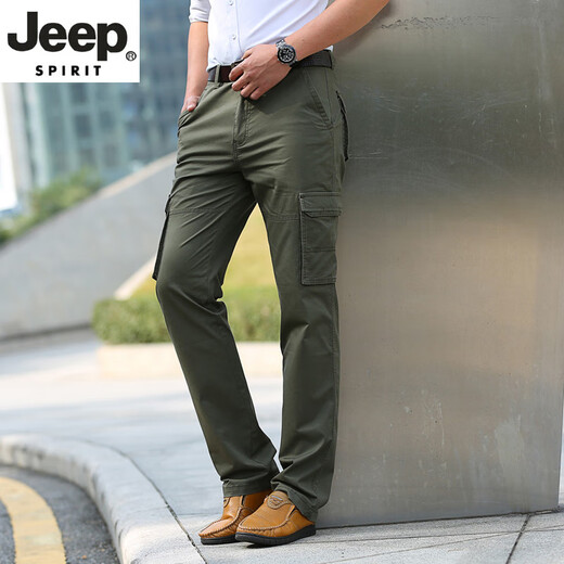 JEEP SPIRIT高端工装裤男士宽松直筒春夏季薄款户外多口袋春秋休闲裤2025新品 深灰色 9923（薄-款） 30 腰围2尺3