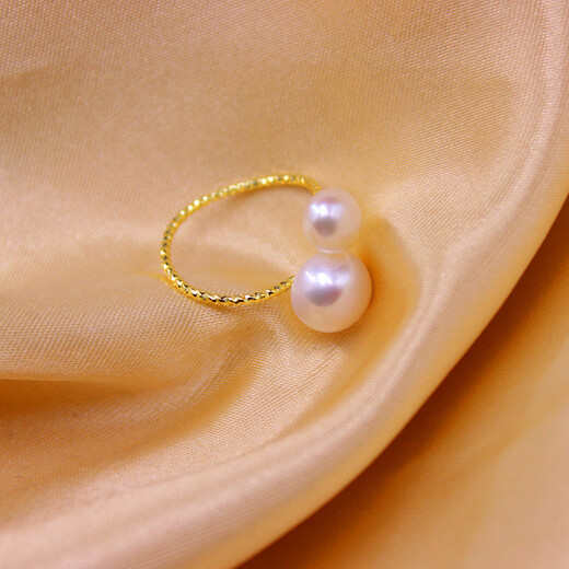 Fat Donglai buys the same style seawater pearl ring, white, truly adjustable opening, strong light, flat round freshwater ring for women, white 7-10mm
