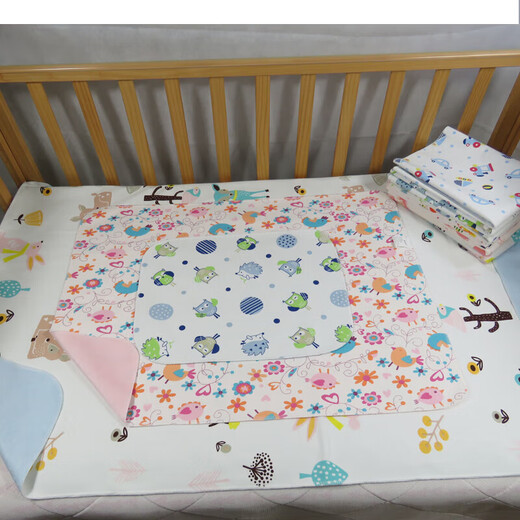 Wusuowei baby diaper pad, Class A cotton, double-sided, waterproof, breathable, washable, ultra-small, newborn pad for diapers, 30*40 pattern, random 5-lock edge