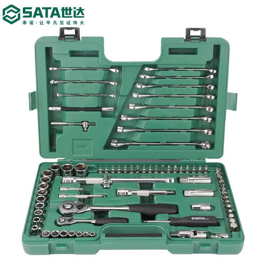 SATA auto repair set 78-piece set of commonly used tools for car repair, large and small fly wrench socket comprehensive set 09518/78-piece 6.3x12.5MM series comprehensive set