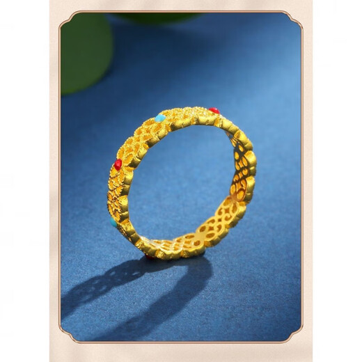 FKP ancient simple filigree enamel ring hollow light luxury ring women's ring as a gift for your girlfriend. The same style as the beautiful number Seven Fat Donglai