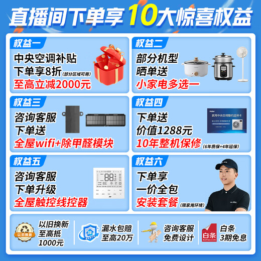 Haier central air conditioner, one to four, multi-split, one to three, full DC variable frequency, first-level energy efficiency, household central air conditioner, one to two/one to five/one to six, Yunshu Pro+ 4 HP, one room and one living room, 60-90, consult customer service for discounts