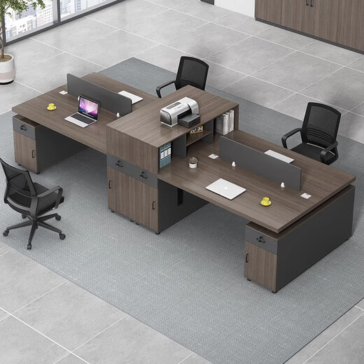 Boxen financial desk double-seat staff desk and chair combination two-person face-to-face employee computer desk now office desk technology wooden double table 1.95 meters + chair