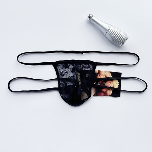 Unisex underwear for sleeping naked, sexy boys single butt, men's lace transparent butt lift thong inner black double butt