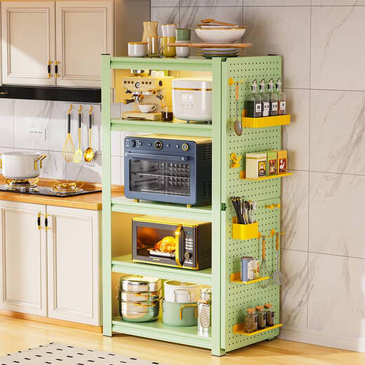 
Yonghuan kitchen storage rack floor-mounted multi-layer microwave storage rack oven pot rack storage rack shelf fruit green - three-layer 69cm high 12035cm