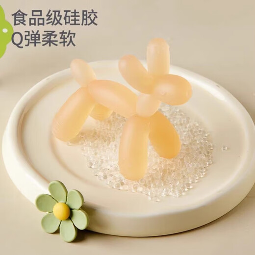 Balloon dog teether baby teething stick anti-eating baby silicone bite glue soothing small toy food grade baby teether - red 1 pack