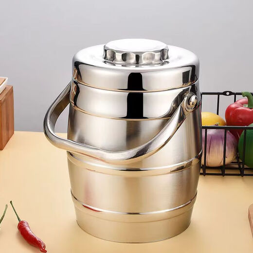 Enshousu three-layer insulated stainless steel lunch box stainless steel pot for students and office workers with meals large-capacity insulation bucket straight insulation pot 1.5 liters long-term insulation 3-5 hours
