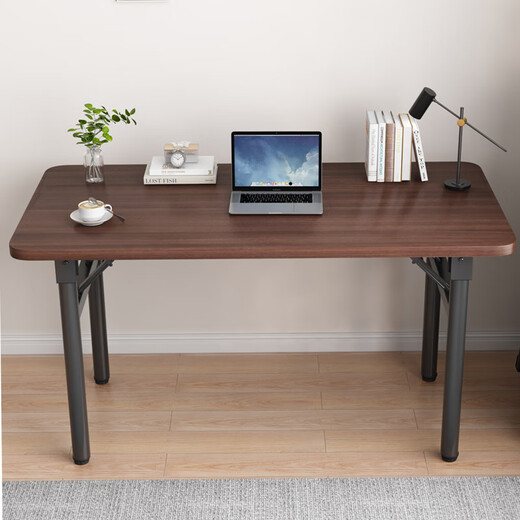 New appearance computer table folding table desk spring table home study table dining table writing table office training table long table walnut color 100*50cm