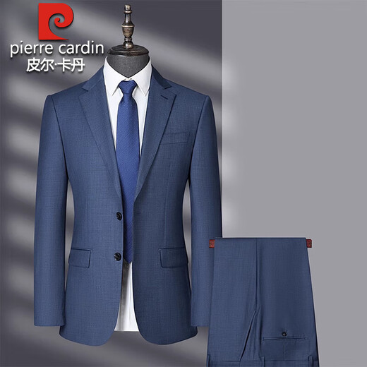 Pierre Cardin no-iron 100% pure wool suit suit for men 2025 spring and autumn new middle-aged high-end business formal two-piece suit gray plaid L 175/48