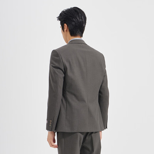 Lilang Youth Business Men's TR Blended Suit Men's Patch Collar Easy-Care Formal Suit Three-piece Set Gray Coffee (1SA) 185A