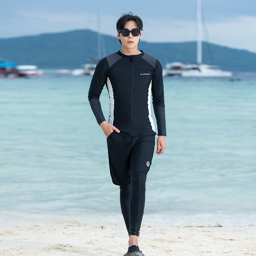 Wetsuit plus size swimsuit for women and men one-piece for fat mm, sun protection, belly covering, slimming, slim fit, slightly fat surfing couple, men's 4XL