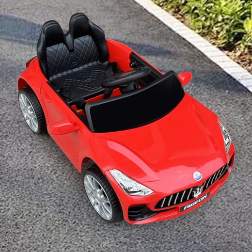 Children's electric car four-wheel car remote control toy car child can sit large baby stroller rechargeable white bluetooth music swing remote control self-driving anti-