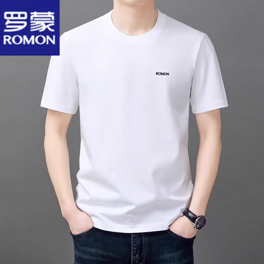 ROMON Kurzarm-T-Shirt für Herren im Sommer, neuer Stil für junge und mittlere Menschen, Rundhalsausschnitt, lockeres, atmungsaktives Oberteil mit halben Ärmeln, lässiges, cooles T-Shirt YS9929 Kamel mit Etikett M 105 90-120Jin Jin entspricht 0,5 kg