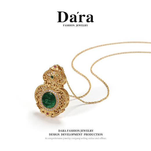 Dara jade pendant for women, 925 sterling silver gourd necklace, birthday gift for elders, practical gift for girlfriend and mother