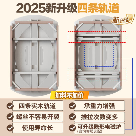 Shanglin spring dining table light luxury high-end dining table solid wood dining table folding dining table home slate dining table #grey bright 606 four track