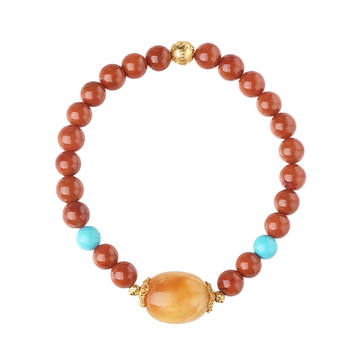 Potala Palace Chuannan red beeswax turquoise bracelet for men and women 925 silver six-character mantra bracelet as a birthday gift for girlfriend