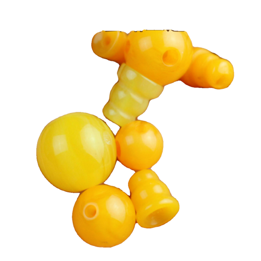 Fat Donglai's same style beeswax Buddha head chicken fat yellow amber split three-way diamond star and moon bodhi bracelet accessories jewelry Buddha head three-way hole diameter 18mm single