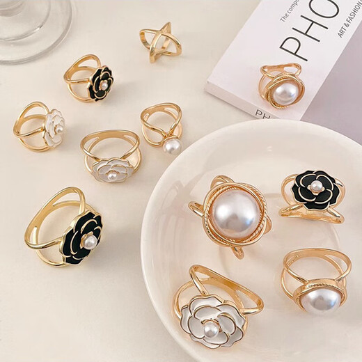 Multifunctional universal matching silk scarf new decorative shirt knotted streamer buckle bow square scarf ribbon buckle camellia white three-piece set large, medium and small