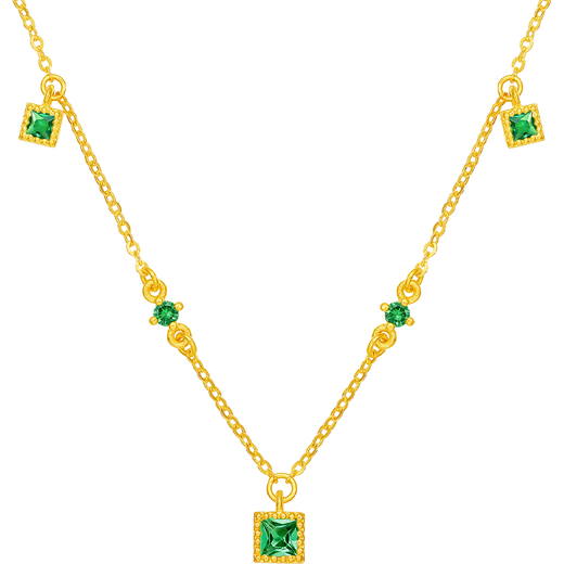 Saturday Welfare Lottery Gemstone Garnet Gold Pure Gold Necklace Birthday Gift for Girlfriend J0612457 About 2.35g 40+5cm