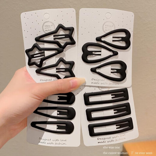 Black simple popular children's hair clip summer broken hair bangs hair clip forehead side clip headdress temperament bb clip TS268-02 five-pointed star 3-piece set