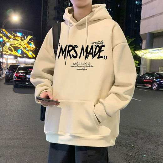 库奥哲美式重磅连帽卫衣男2025新款春秋冬季款宽松加绒潮牌外套上衣服男 黑色 常规 XL (170) 适合120-140斤