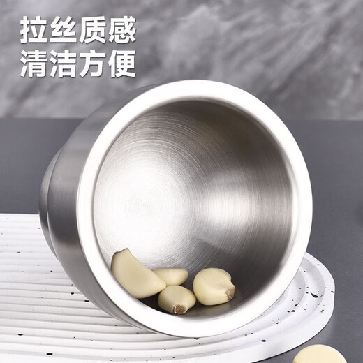 Zishi medical grade 316 stainless steel solid garlic masher household grinding and mashing jar manual garlic masher garlic mortar medical grade 316 stainless steel - drum type extra large