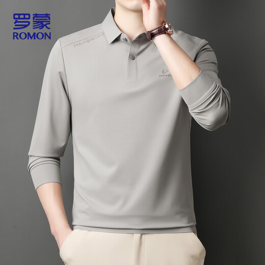 Luo Meng long-sleeved T-shirt men's autumn polo shirt business casual sweatshirt executive top bottoming shirt jacket men W8E Apricot L