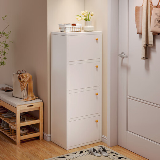 Litai Shoe Rack, Shoe Cabinet, Entrance Cabinet, Storage Cabinet, Integrated Wall Entrance Cabinet, Multi-layer Home Door Storage Storage Rack, Four Doors and Eight Layers, Warm White 42*30*118