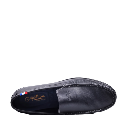 Goldlion Men's Shoes New Business Casual Leather Shoes Genuine Leather Toe Shoes Soft Surface Soft Bottom Breathable Loafers Black 37