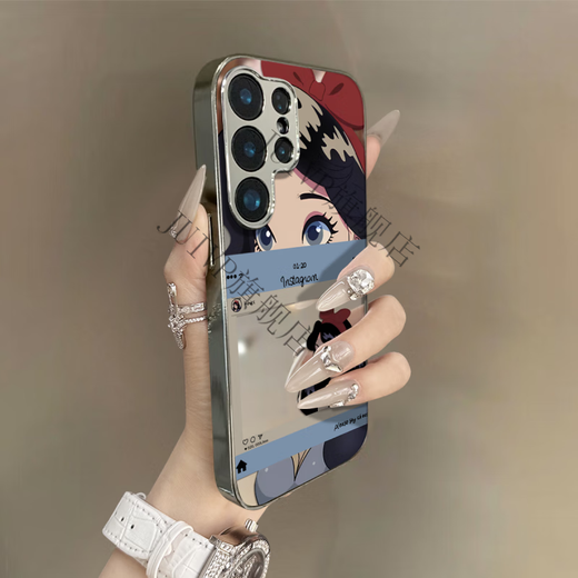 JUIVP Comic Princess Samsung Gaaxys25 Case de teléfonos móviles Samsungs24 Adecuado para S23UTRA NUEVA bolsa S22PUS anti-Fall S23 Personalidad S22+ Establece el espejo de maquillaje de mujeres Mirror alto electroplatado Comic 9896 Samsung Gaaxy S22 Ut