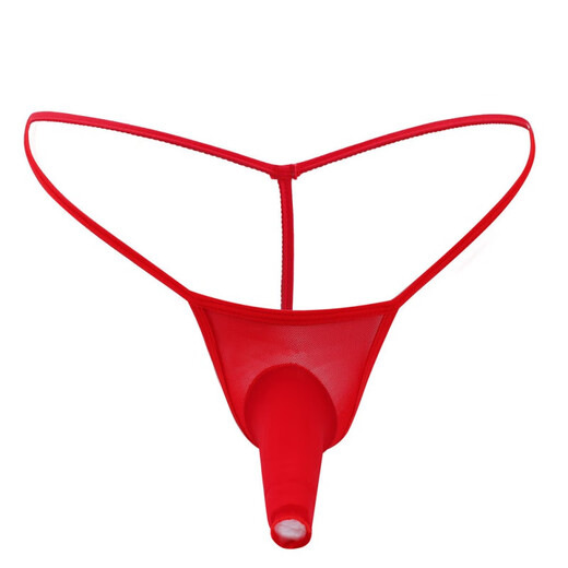 Men's sexy thong stockings airplane cover silky cover thin mesh transparent single underwear men's breathable gay red opening