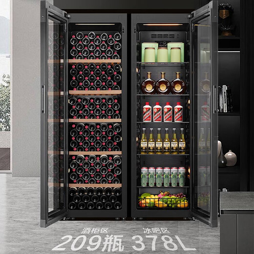 Haier's flagship top model wine cabinet with constant temperature and humidity, vertical refrigeration and preservation freezer, household appliances, living room, office display cabinet, ultra-thin large-capacity professional wine cabinet, 756L upgraded ice bar and wine cabinet 2 sets + constant temperature and humidity 756L