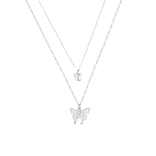 PT950 platinum necklace female clavicle chain 18 double layer necklace 520 gift for girlfriend's birthday platinum double layer bow necklace