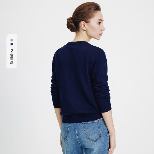 Navikel Italian dinghy women's skin-friendly round neck knitted cardigan classic sweater jacket 2334092061 blue L