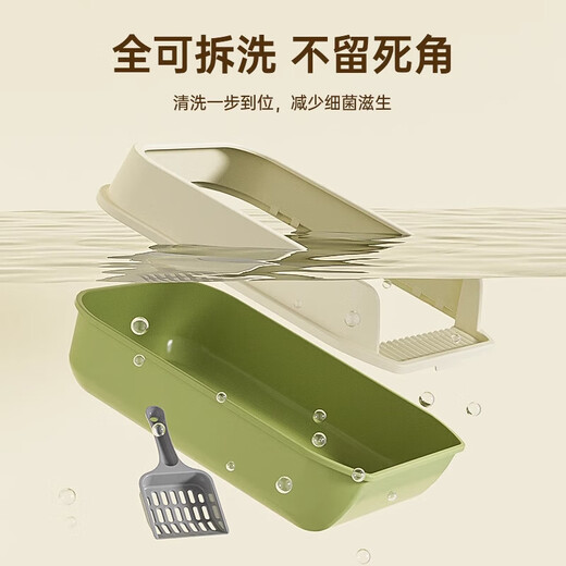 JD Logistics Cat Litter Box Large Heightened Fence Anti-splash Cat Toilet Deodorant Semi-Enclosed Cat Toilet Medium Sky Cloud Gray
