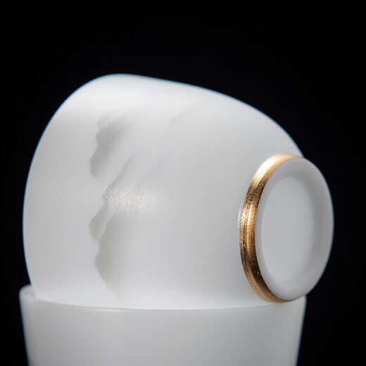 Mutton fat jade porcelain ink Yuanshan Yuanrong cup ceramic master cup single cup Chinese Kung Fu tea set tea cup tea cup ink Yuanshan Yuanrong cup-60ml