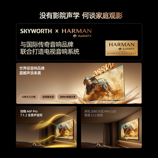 Skyworth TV 75A6F Pro 75-inch smart flat-panel TV 2304 partition QD-Mini LED echo wall LCD game 75-inch state subsidy 20% A6E+