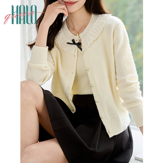 Halo Queen knitted cardigan women's French lace college style bow versatile cardigan H51Z021