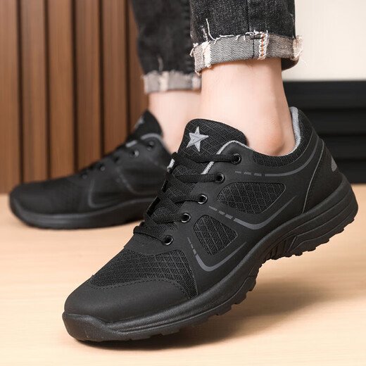 Shantou Lincun new men's training shoes new physical training shoes black training shoes men's summer ultra-light running shoes 2566-training cloth 39