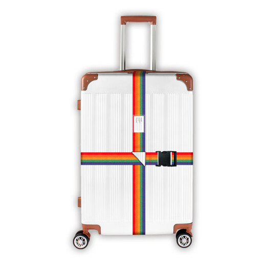 
Pangdonglai quality suitcase strap fixed belt cross packing with snap-on customs lock travel lever red white blue cross