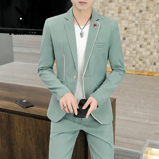 Playboy (PLAYBOY) Korean style casual suit men's spring and autumn slim business formal wear groom handsome British small suit handsome black (three-piece suit - top + pants + T-shirt) M 80-105Jin Jin is equal to about 0.5 kg
