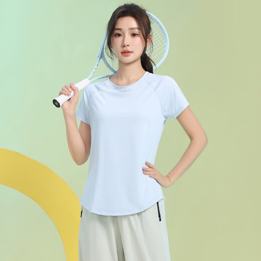 Phigeer Pilates beautiful yoga clothes for women summer short-sleeved quick-drying breathable sports tops running loose hollow fitness clothes lavender purple short-sleeved S