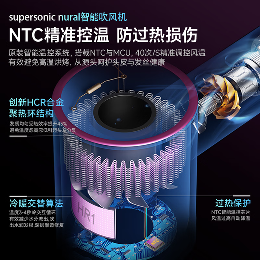 National 3C certification丨4.5 billion negative ion hair care high-speed leafless hair dryer household negative ions silent high-power non-harming hair constant temperature quick-drying hair dryer Huaqiangbei official top-single nozzle rose red 4.5 billion moisturizing negative ion hair care