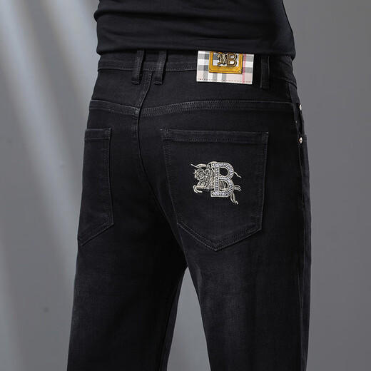Burberry New Summer Herrenhosen Casual Hosen Slim Small Straight Herren Jeans Herren lange Hosen 9272 Models 28