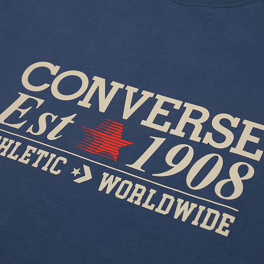 Converse 2025 Herbst-Jungen-Kleidung komfortable atmungsaktive Sportarten und lässige Kurzarm T-Shirt MCH687-Ufl One Size L. L.