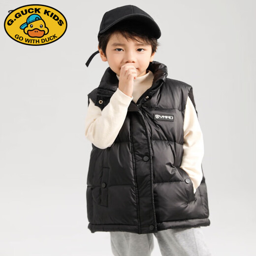 G.DUCKKIDS parent-child Korean style down vest for boys and girls in autumn and winter outer wear waistcoat white duck down jacket children's vest black upgraded thickened 400 three-proof fabric 170cm