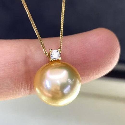 WEIYAN One thing and one picture South Sea gold beads S925 silver Tahitian black pearl pendant women's seawater pearl pendant single C18 free S925 silver chain