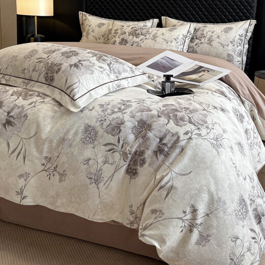 Mercury series 100% Xinjiang pure cotton four-piece set Class A 120 count cotton brushed quilt cover bed sheet bed quilt three-piece fitted sheet Hamiya 100% cotton 2.0m bed sheet four-piece quilt cover 230*250