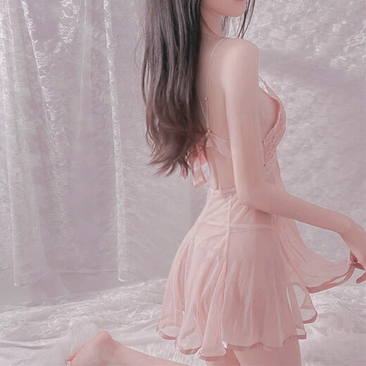 性感睡衣蕾丝吊带情调火辣女仆制服纯欲睡裙情感趣味内衣 黑色蕾丝裙+9756网衣 均码80-125斤保密发货